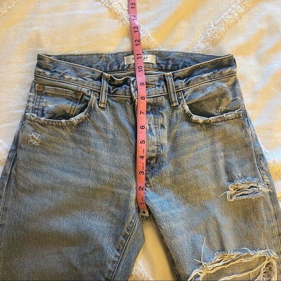 Revolve Moussy Straight Leg Distressed Blue Jeans - Picture 10 of 12